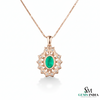 Oval Natural Emerald Diamond Halo Pendant – Fine Gold Jewelry