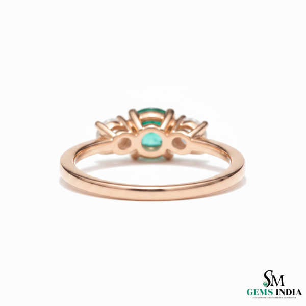 Minimalist Emerald Center Stone Ring with Diamond Accents