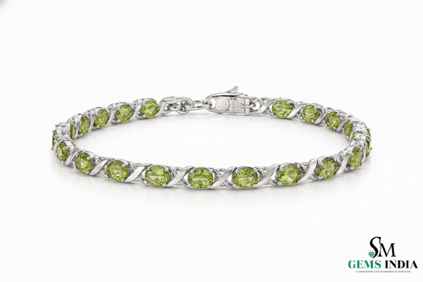 Oval Peridot Tennis Bracelet - Elegant Green Stone Jewelry