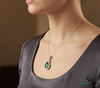 Natural Pear Cut Emerald Diamond Halo Pendant - Elegant Green Emerald Jewelry