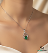 Classic Oval Green Emerald Diamond Teardrop Pendant - Green Gemstone Jewelry