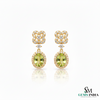 Green Oval Peridot & Diamond Luxury Drop Earrings