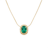 Cushion Cut Natural Emerald and Diamond Halo Pendant in 14K Gold Elegant Birthstone Jewelry