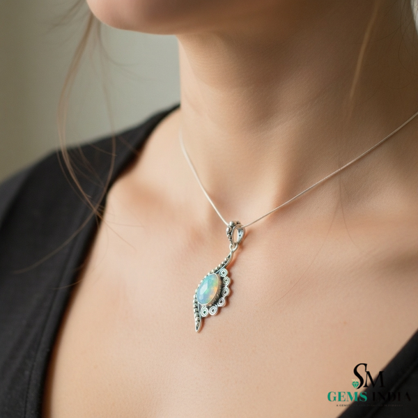 Pear Shaped Opal Vintage Teardrop Style Pendant - Fine Jewelry Gift