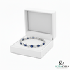 Oval cut Blue Sapphire & Diamond Tennis Bracelet – Anniversary Gift for Her