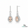 Pear-Shaped Morganite Diamond Halo Dangle Earrings - Pink Gemstone Drop Earrings