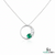 Round Green Natural Emerald Diamond Open Circle Pendant - Minimalist Fine Jewelry