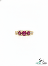 Minimalist Round Natural Ruby Three-Stone Diamond Ring Fine Jewelry Gift