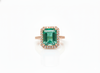 Luxury Natural Emerald Cut Natural Emerald Gemstone Ring with Diamond 4.50 carat Classic Engagement Ring
