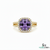 Cushion Cut Natural Amethyst & Diamond Halo Engagement Ring