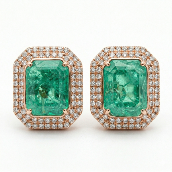 Natural Emerald Cut 4.10 Carats Women Stud Earrings