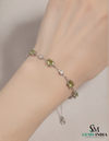 Oval Peridot Station Bracelet Delicate Green Gemstone Jewelry for Her
