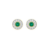 Elegant Round Natural Emerald Center Diamond Halo Stud Earrings Green Gemstone Jewelry for her