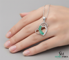 Oval shape Natural Emerald Diamond Heart Pendant - Fine Gemstone Jewelry