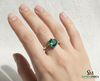 Cushion Cut Emerald Engagement Ring in Solid Gold – Minimalist Solitaire Ring