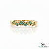 0.12 carat Zigzag Natural Emerald Band Ring in 14k Gold Dainty Stacking Ring