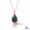 Pear Emerald Drop Pendant Necklace with Diamonds - Minimalist Fine Jewelry