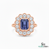Natural Emerald Cut Tanzanite Ring with Diamonds – Vintage Elegance