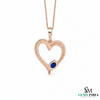 Oval shape Blue Sapphire & Diamond Heart Pendant - Fine Gold Jewelry