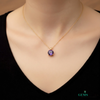 Natural Round Amethyst Gold Solitaire Pendant - February Birthstone