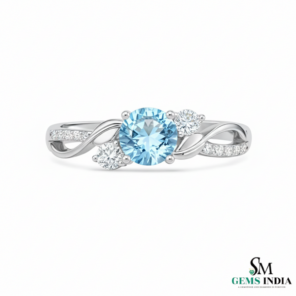 Elegant Fine Aquamarine Diamond Infinity Band - Gemstone Jewelry