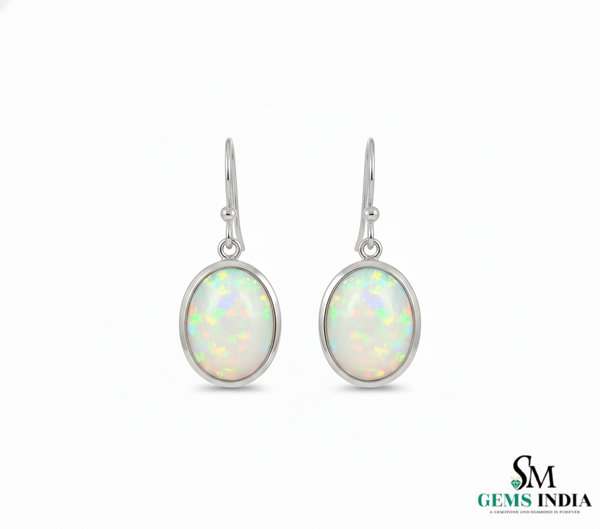Elegant Oval Opal Drop Earrings – October Birthstone Jewelry