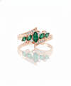 Marquise cut 1.40 carat Natural Emerald and Diamond Leaf Ring in 14k Gold