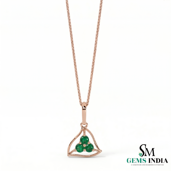 Triangular Emerald Cluster Pendant Dainty Three Stone Emerald Pendant - Minimal Fine Jewelry