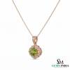 Antique Inspired Peridot Floral Pendant with Diamonds - Elegant Statement Jewelry