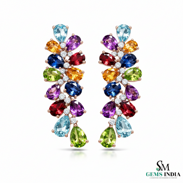 Fine Jewelry Multicolor Pear Cut Dangle Earrings - Multicolor Sapphire Stud Earrings