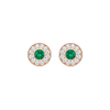 Elegant Round Natural Emerald Center Diamond Halo Stud Earrings Green Gemstone Jewelry for her
