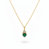 1.90 carat Natural Emerald Heart Pendant with Diamond Accents in 14k Gold
