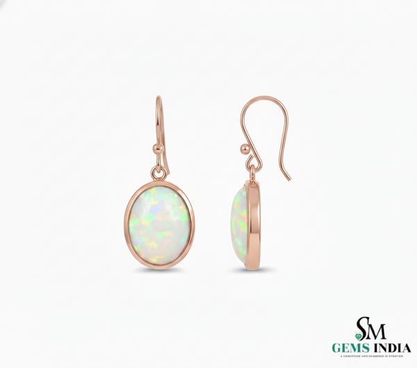 Elegant Oval Opal Drop Earrings – October Birthstone Jewelry