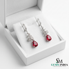 Teardrop Ruby Dangle Earrings with Diamond Spiral Design - Ruby Jewelry for Women
