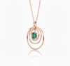 1.10 carat Oval shape Natural Emerald and Diamond Circle Pendant Necklace in 14K Gold