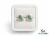 Trillion Cut Triangle shape Natural Emerald Stud Earrings in 14k gold Bold Geometric Earrings
