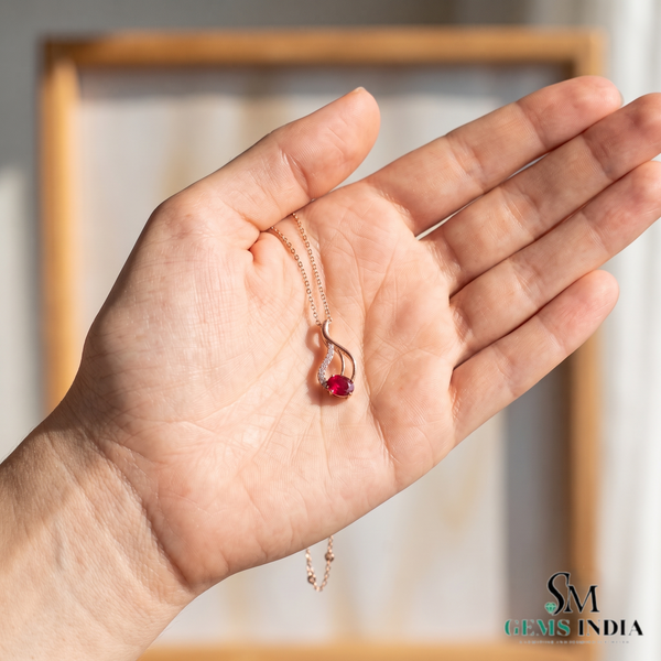 Oval Ruby & Diamond Teardrop Pendant – Sophisticated Statement Jewelry