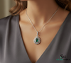 Natural Green Emerald & Diamond Teardrop Pendant - Anniversary Gift