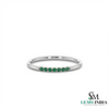Natural Emerald Half Eternity Ring in Solid 14K Gold – Minimalist Stackable Band for Women