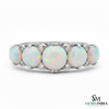 Round Opal and Diamond Band Ring in 14K Gold Eternity-Style Ring
