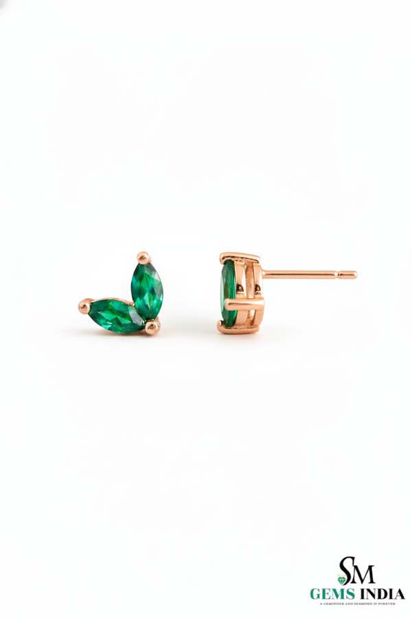 Fine Jewelry Marquise Emerald Stud Earrings for Women - Green Gemstone Jewelry