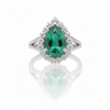 3.50 carat Pear Shape Natural Zambian Emerald And Diamond Engagement Ring in 14k Solid Gold Fine Jewelry