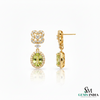 Green Oval Peridot & Diamond Luxury Drop Earrings