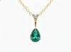 3.40 carat Luxury Pear Natural Emerald Pendant Necklace with Diamond Trio Accent