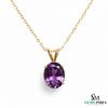 Luxury Oval Amethyst Gemstone Pendant in 14k and 18k Gold