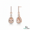 Pear-Shaped Morganite Diamond Halo Dangle Earrings - Pink Gemstone Drop Earrings