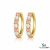 Morganite Diamond Huggie Hoop Earrings - Morganite Wedding Earrings