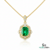 Emerald Cut Emerald Diamond Vintage Style Halo Pendant