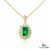 Emerald Cut Emerald Diamond Vintage Style Halo Pendant