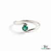 Dainty Emerald Bypass Ring – Thin Gold Stackable Ring